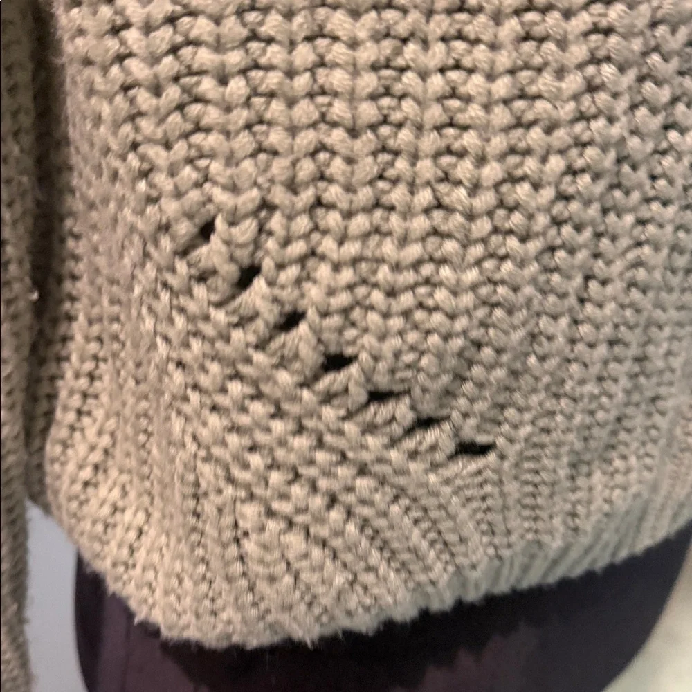 moon & madison Olive Cowl Neck Sweater Crochet Cable Ribbed Cropped Knit